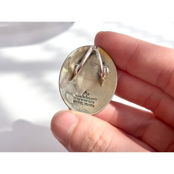 Black Onyx Gemstone Hand Wrought New Mexico Sterling 925 Vintage Pendant - Picture 6 of 10